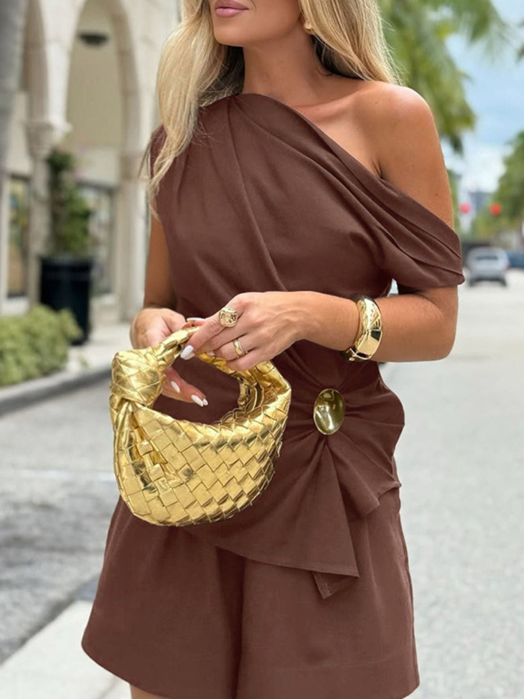 One-Shoulder Top and Shorts Set
