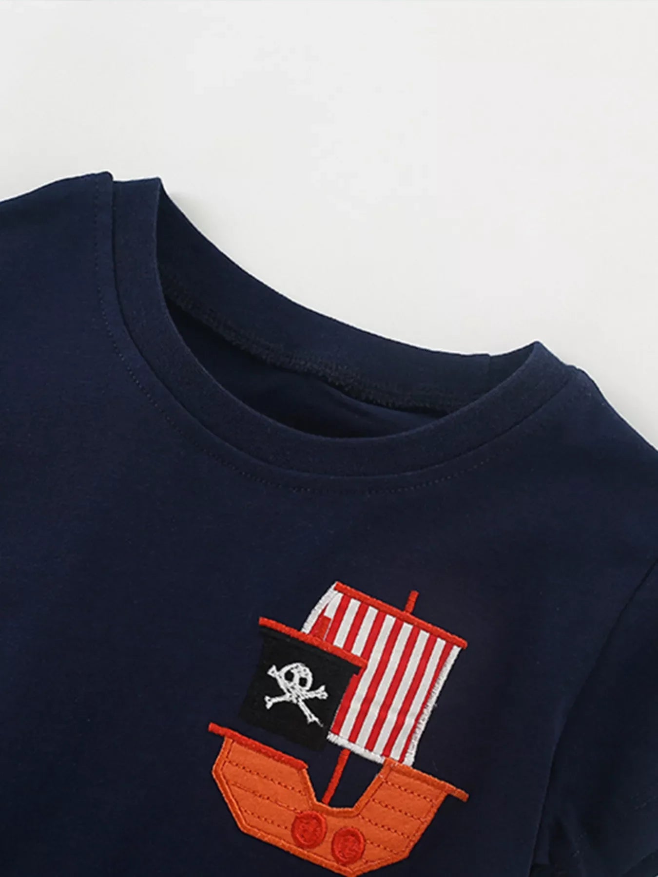 Children's Pirate Ship Applique Tee and Dinosaur Shorts Set