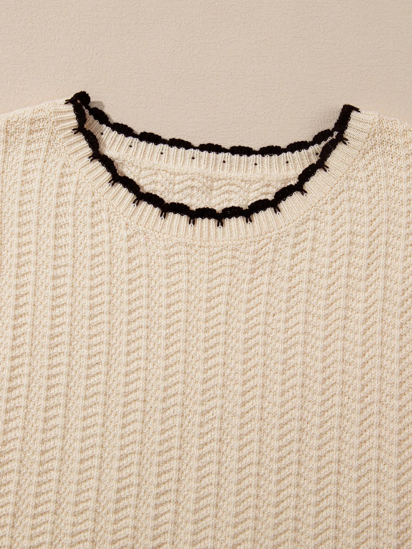 Contrast Trim Boxy Fit Sweater Vest