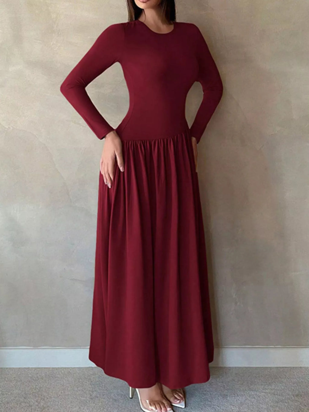 Long Sleeve A-Line Maxi Dress
