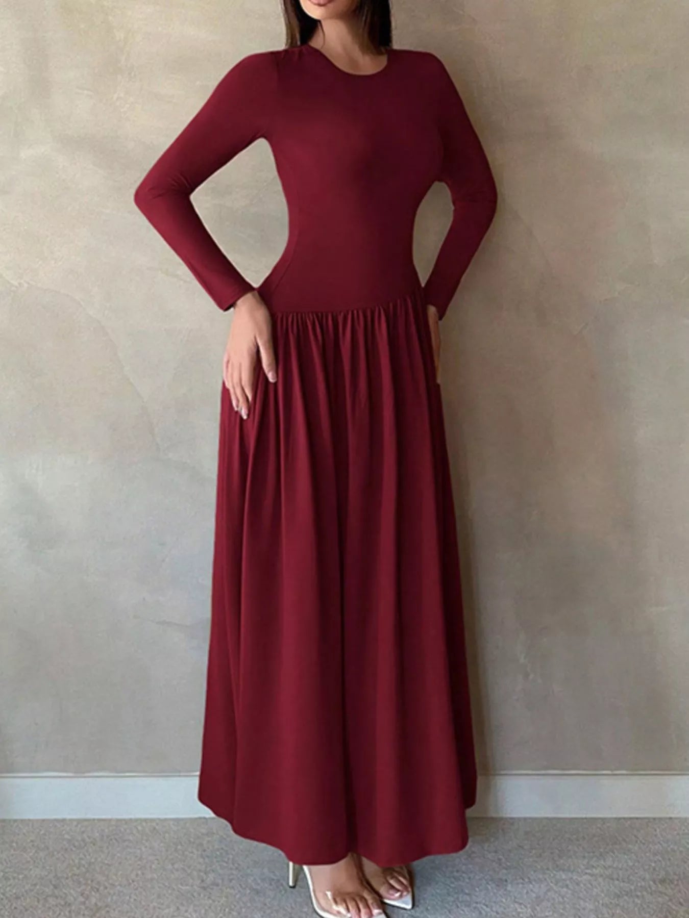 Long Sleeve A-Line Maxi Dress