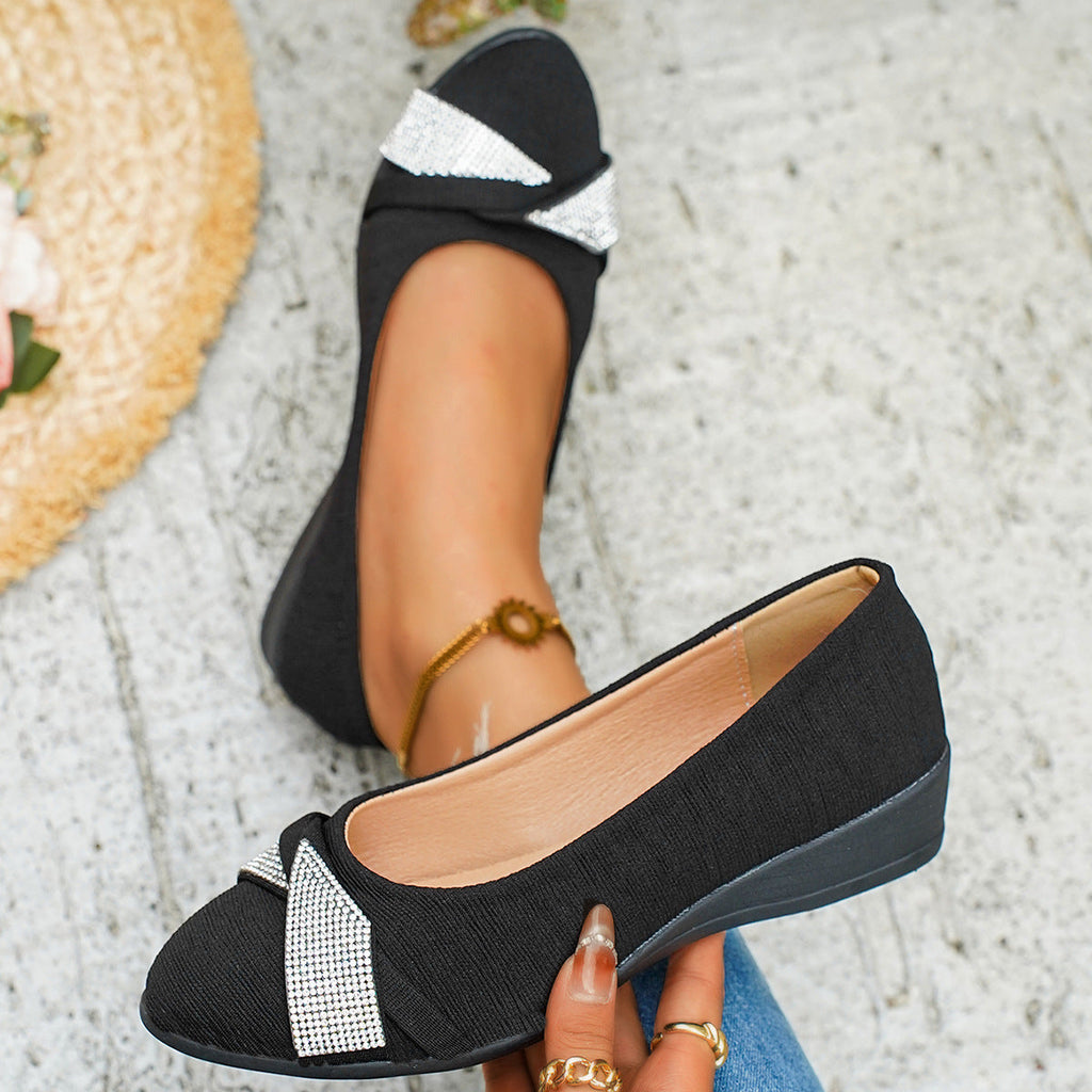 Rhinestone Embellished Wedge Slip-Ons