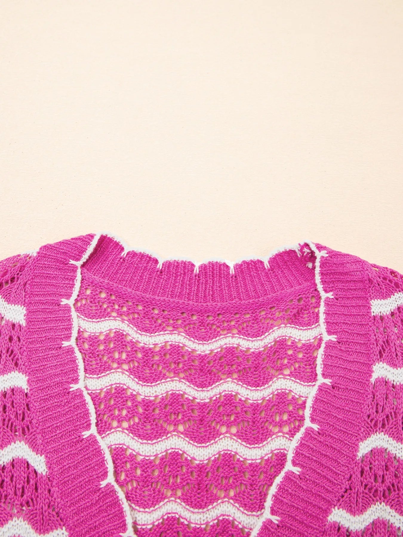 Striped Crochet Tie-Front Cardigan