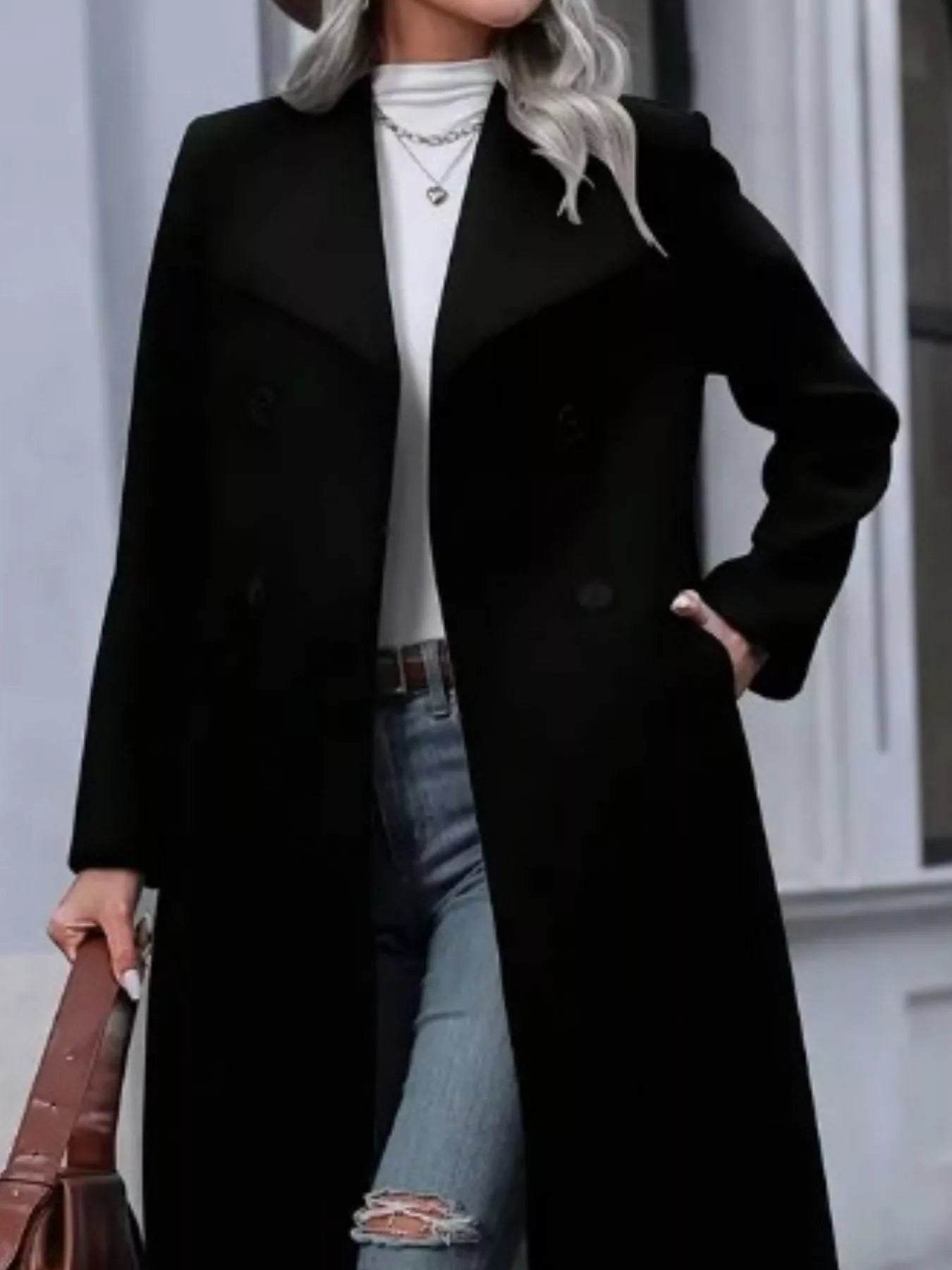 Double-Breasted Longline Overcoat