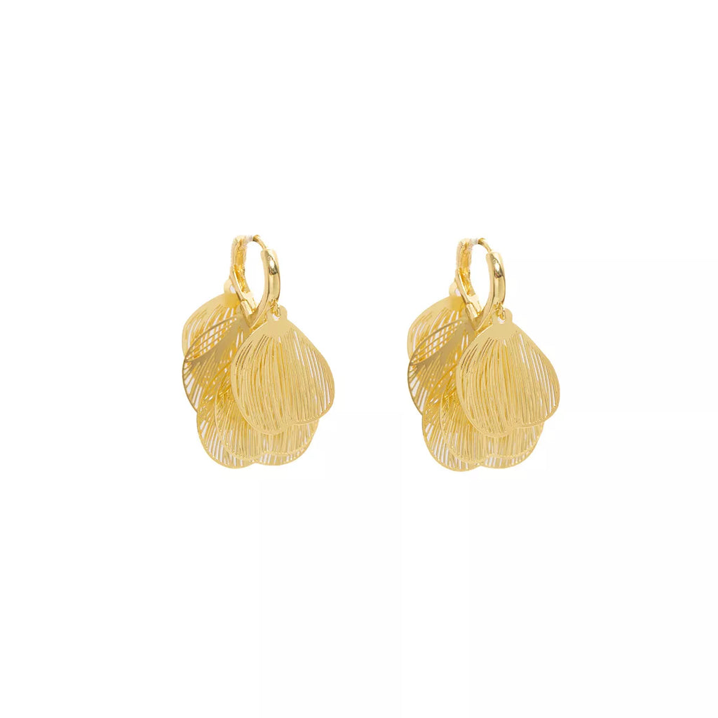 18K Gold-Plated Textured Leaf Drop Earrings