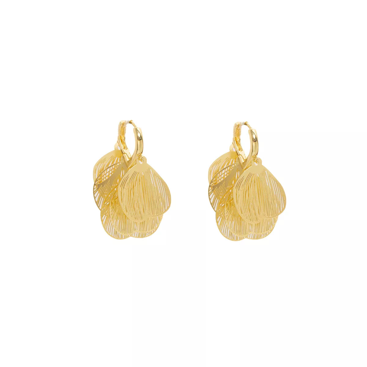 18K Gold-Plated Textured Leaf Drop Earrings