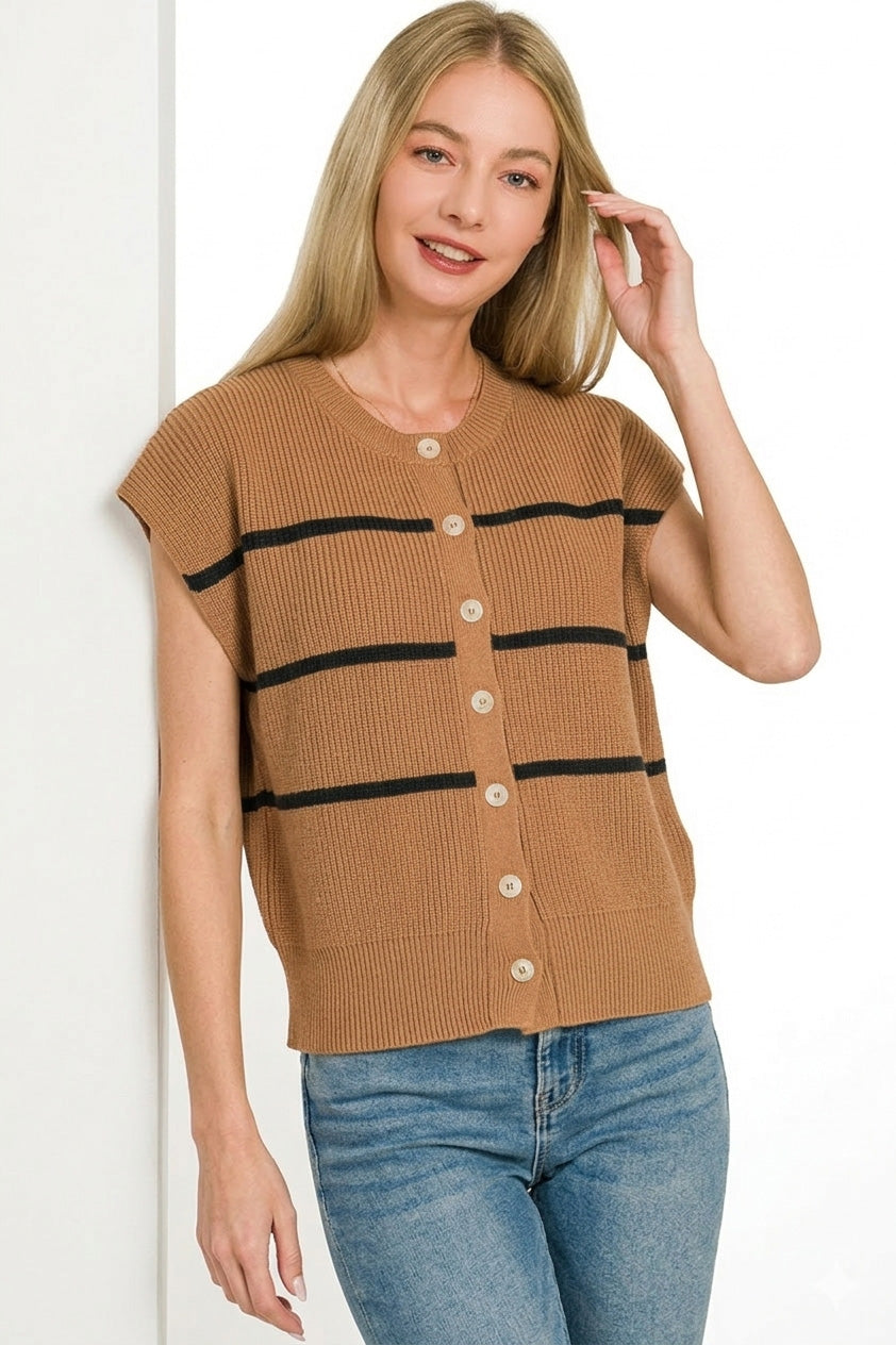 Zenana Striped Viscose Sweater Vest