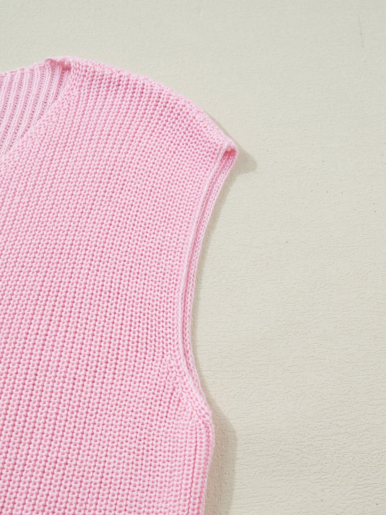Solid Color Knit V Neck Button Front Sweater Vest