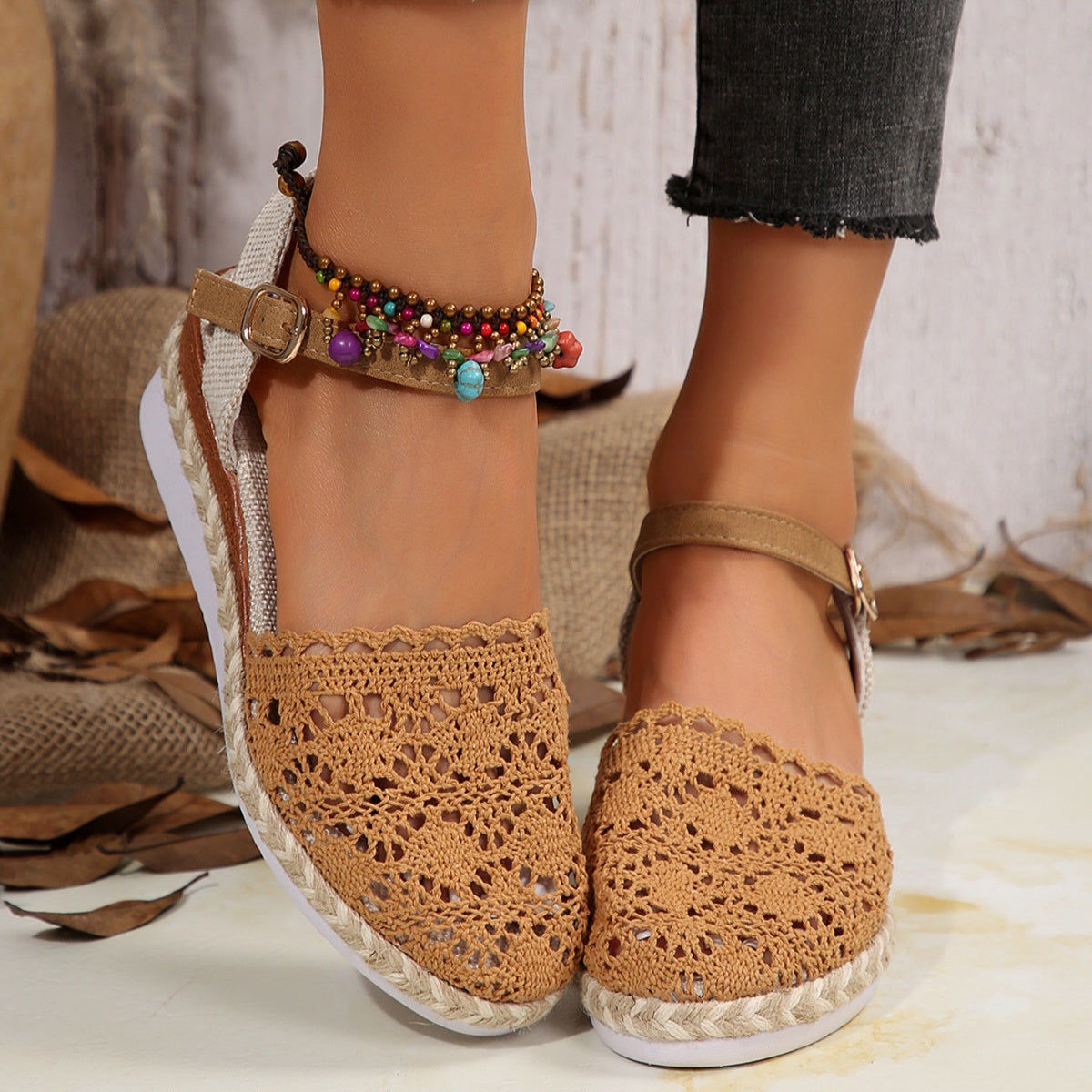 Round Toe Wedge Sandals
