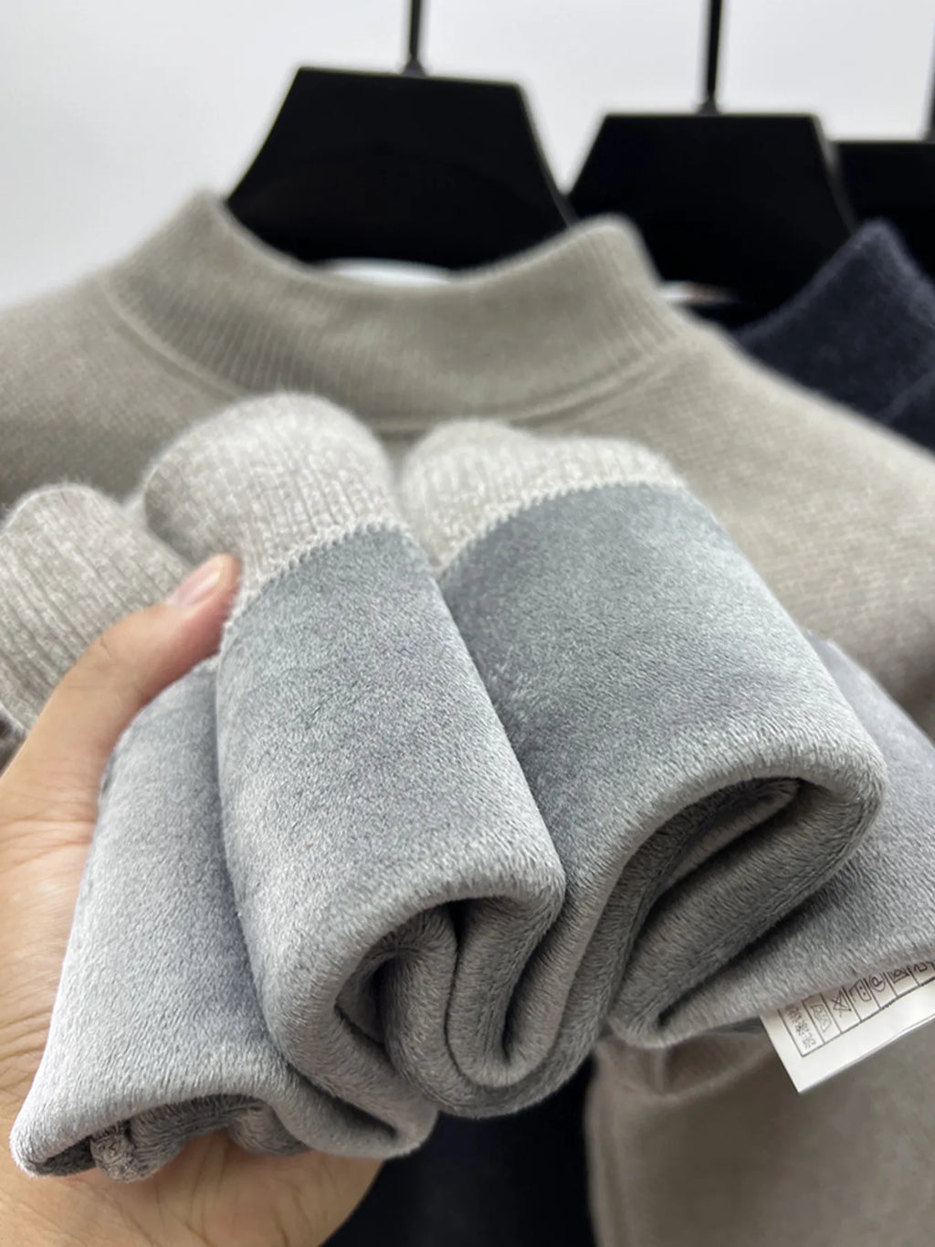 Men's Plus Size Ribbed Hem Long Sleeve Sweater