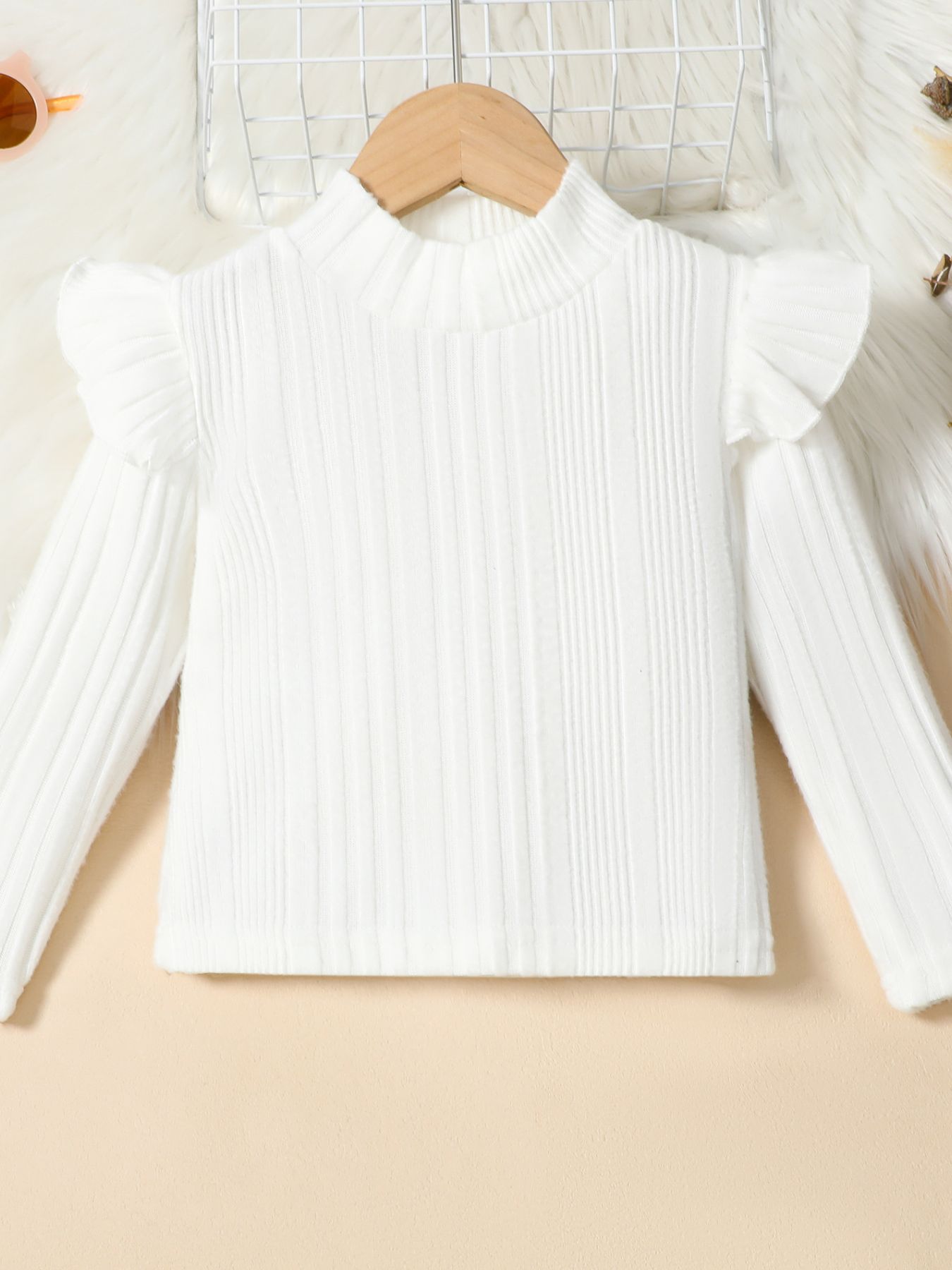 Children's Ribbed Knit Top and Leather Skirt Set