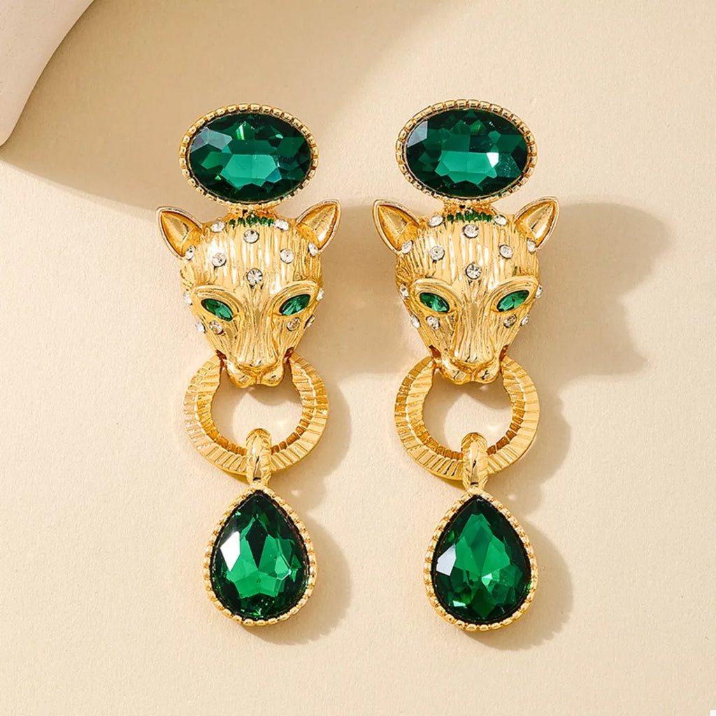 18K Gold-Plated Leopard Teardrop Earrings