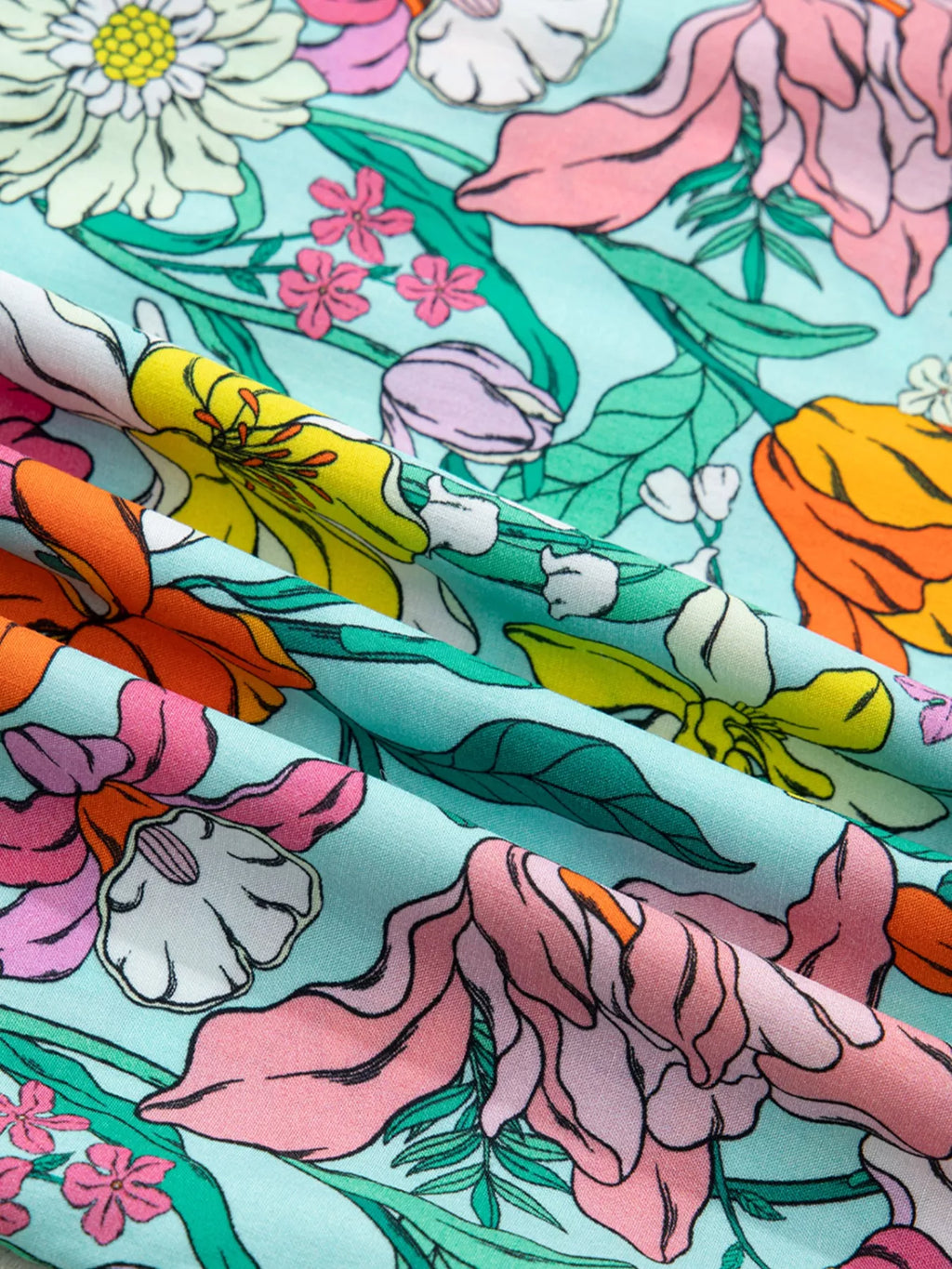 Floral Print Split Neck Button Front Flutter Sleeve Blouse