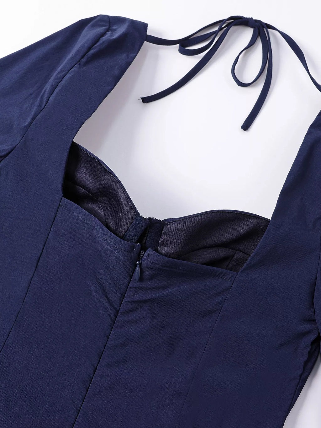 Sweetheart Neckline Long Sleeve A-Line Midi Dress