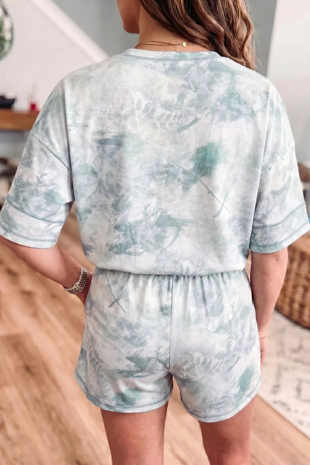 Tie-Dye Top and Drawstring Shorts Set