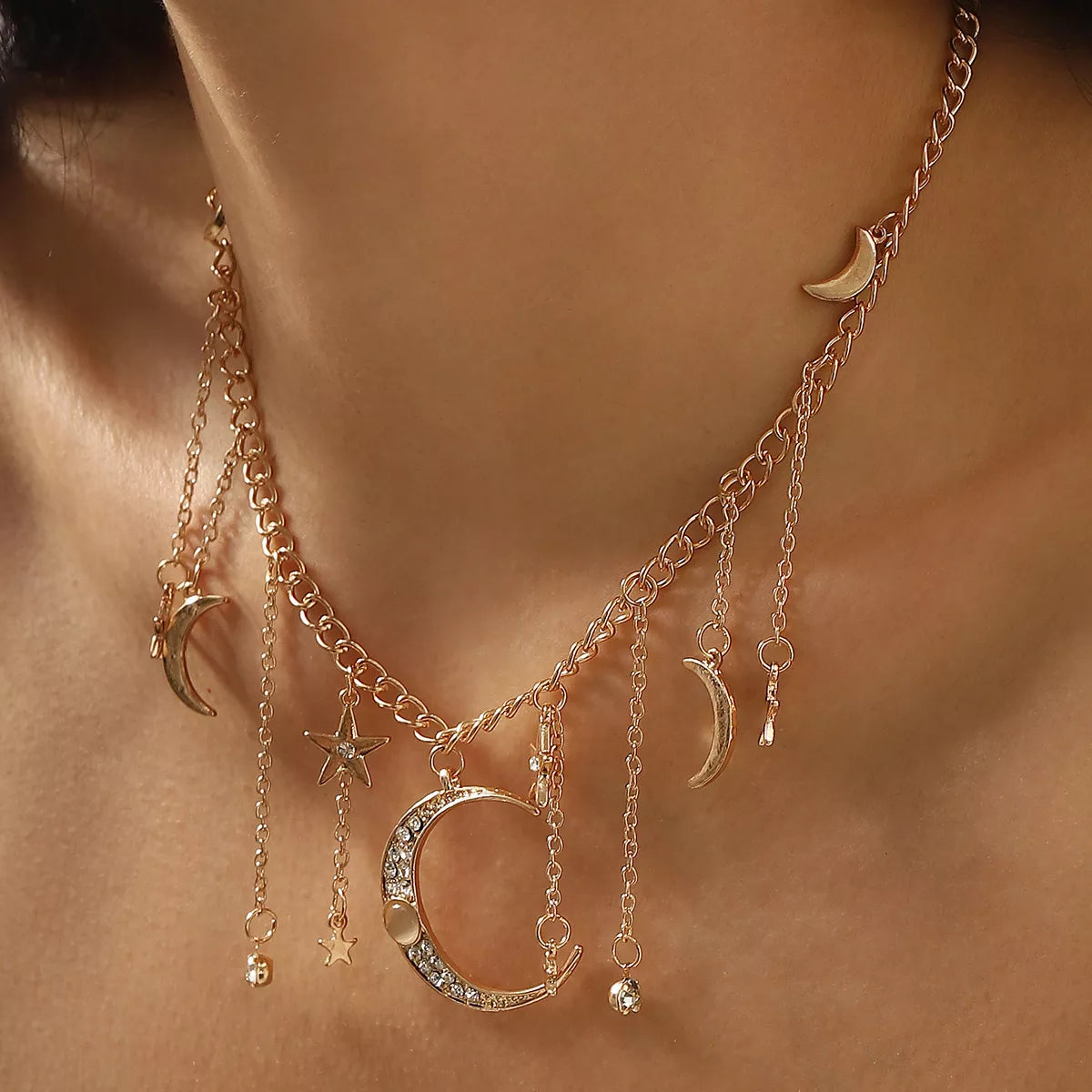 Moon & Star Charm Necklace