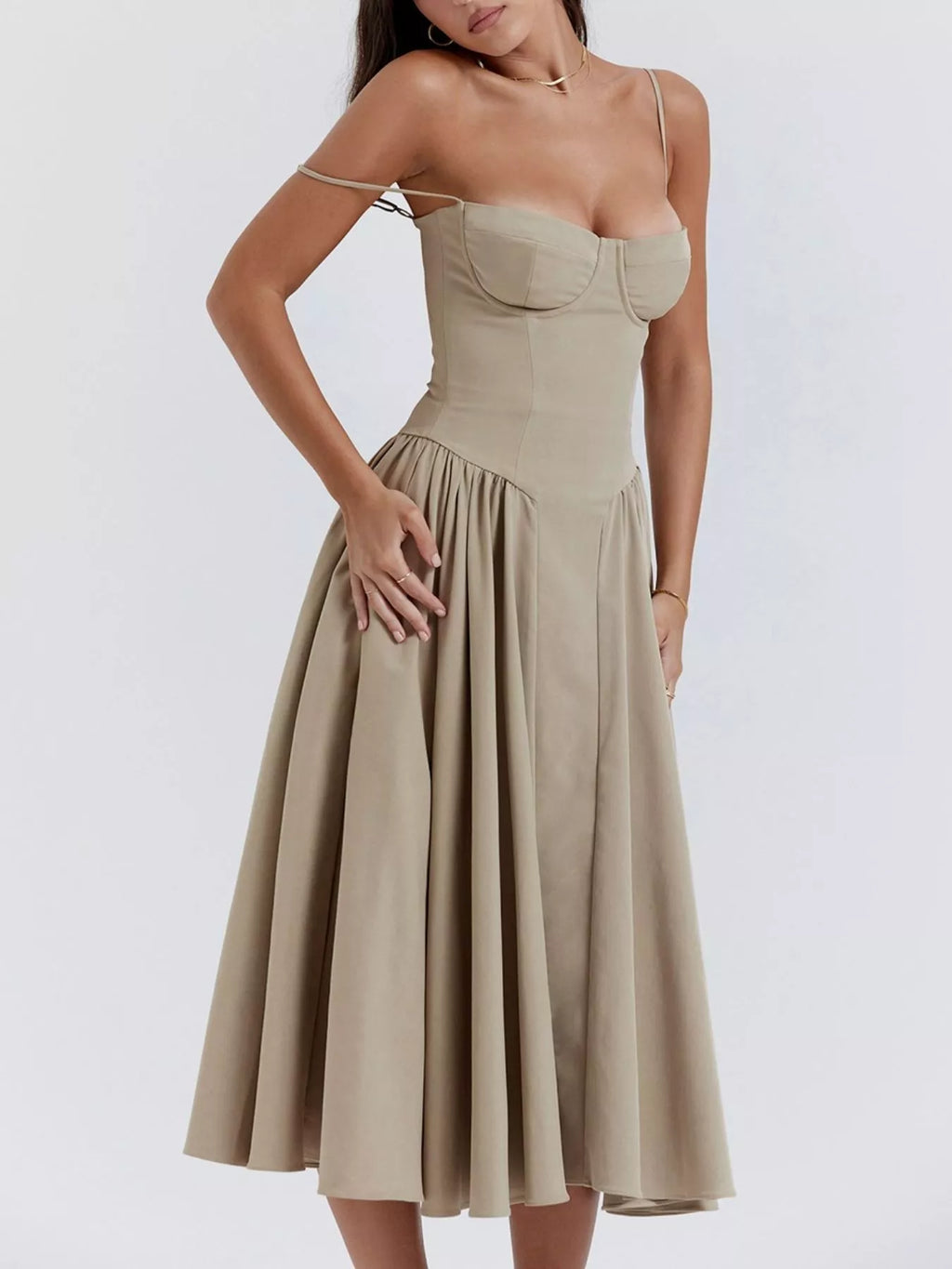 Sweetheart Neck Midi Cami Dress