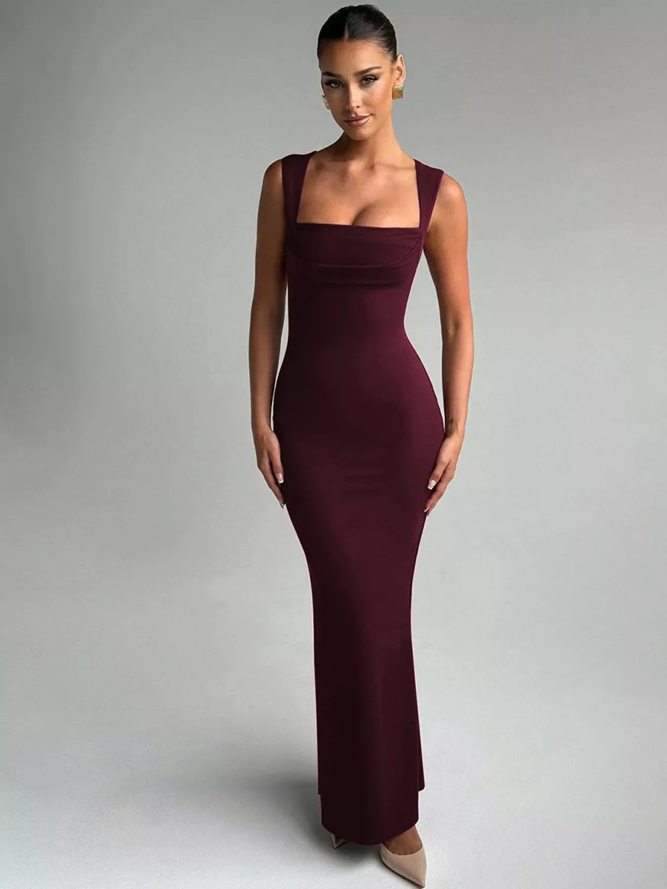 Square Neck Sleeveless Maxi Dress