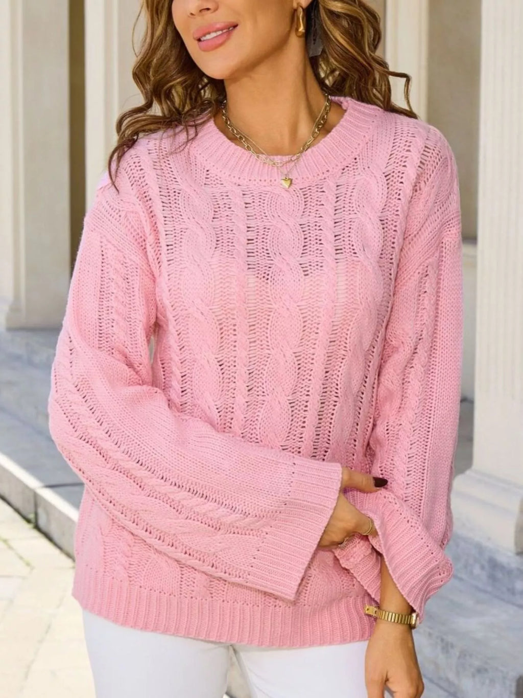 Cable Knit Long Sleeve Sweater