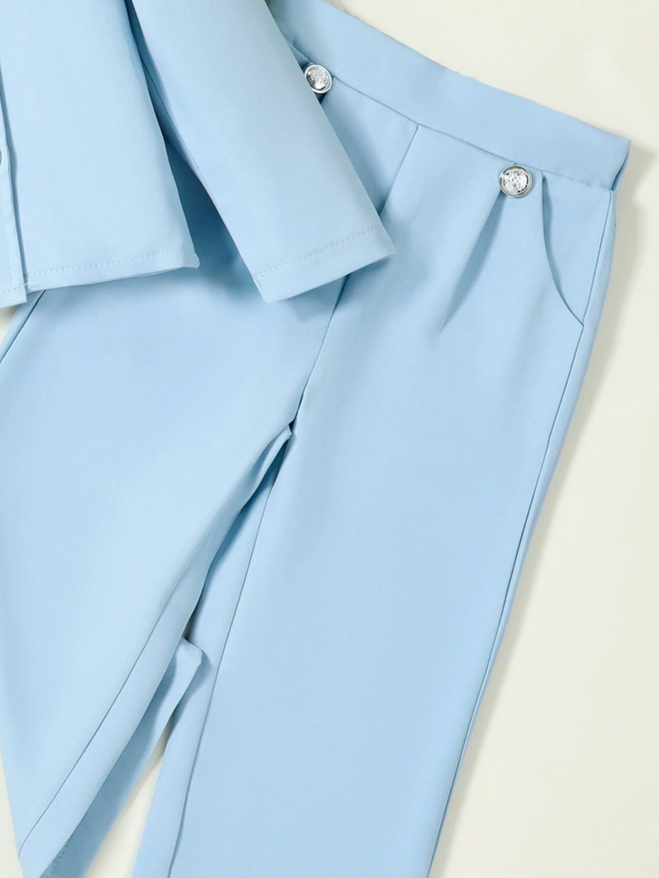 Children's Double-Breasted Blazer & Wide Leg Pants Set