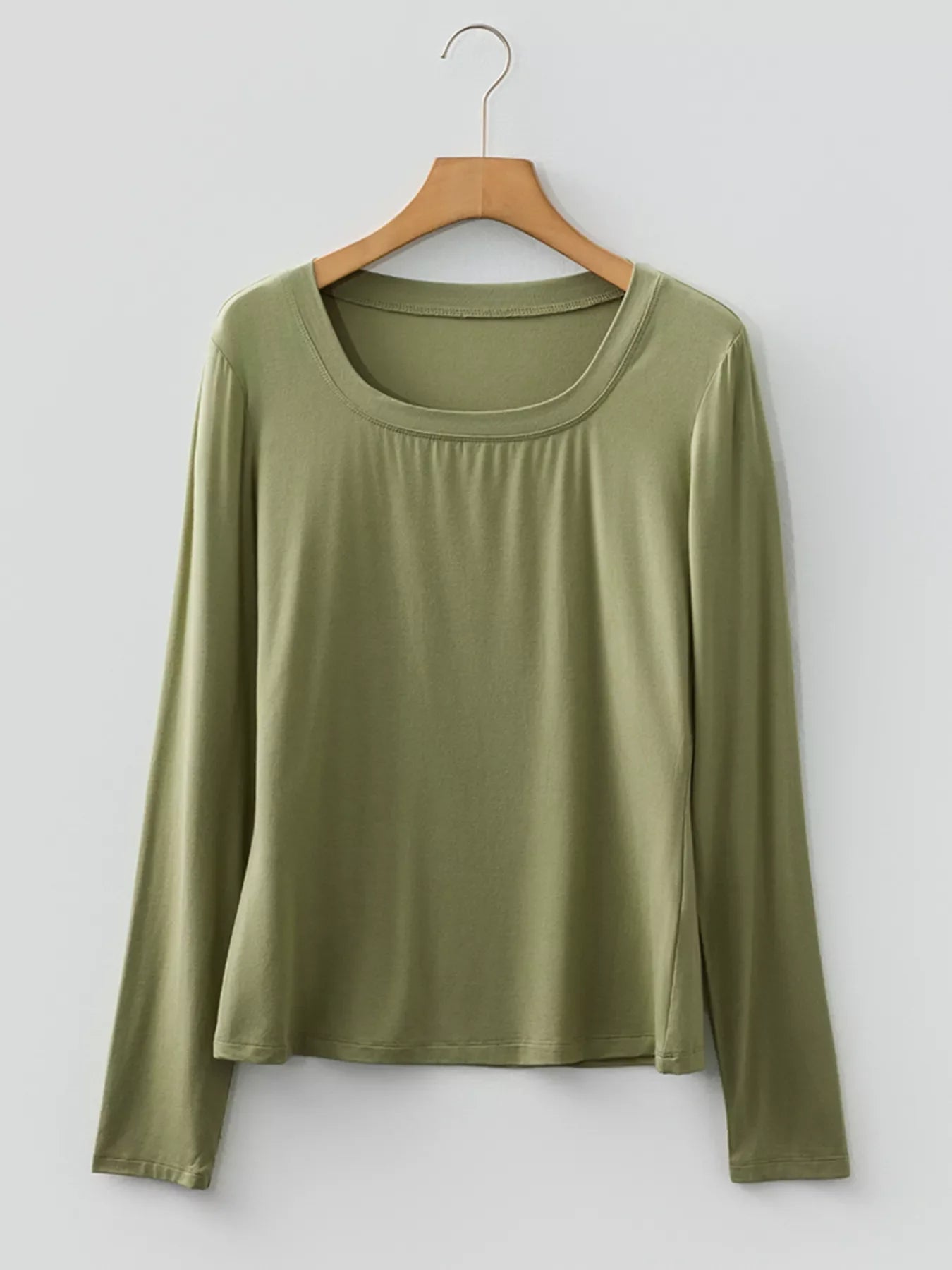 Solid Color Long Sleeve Fitted Top