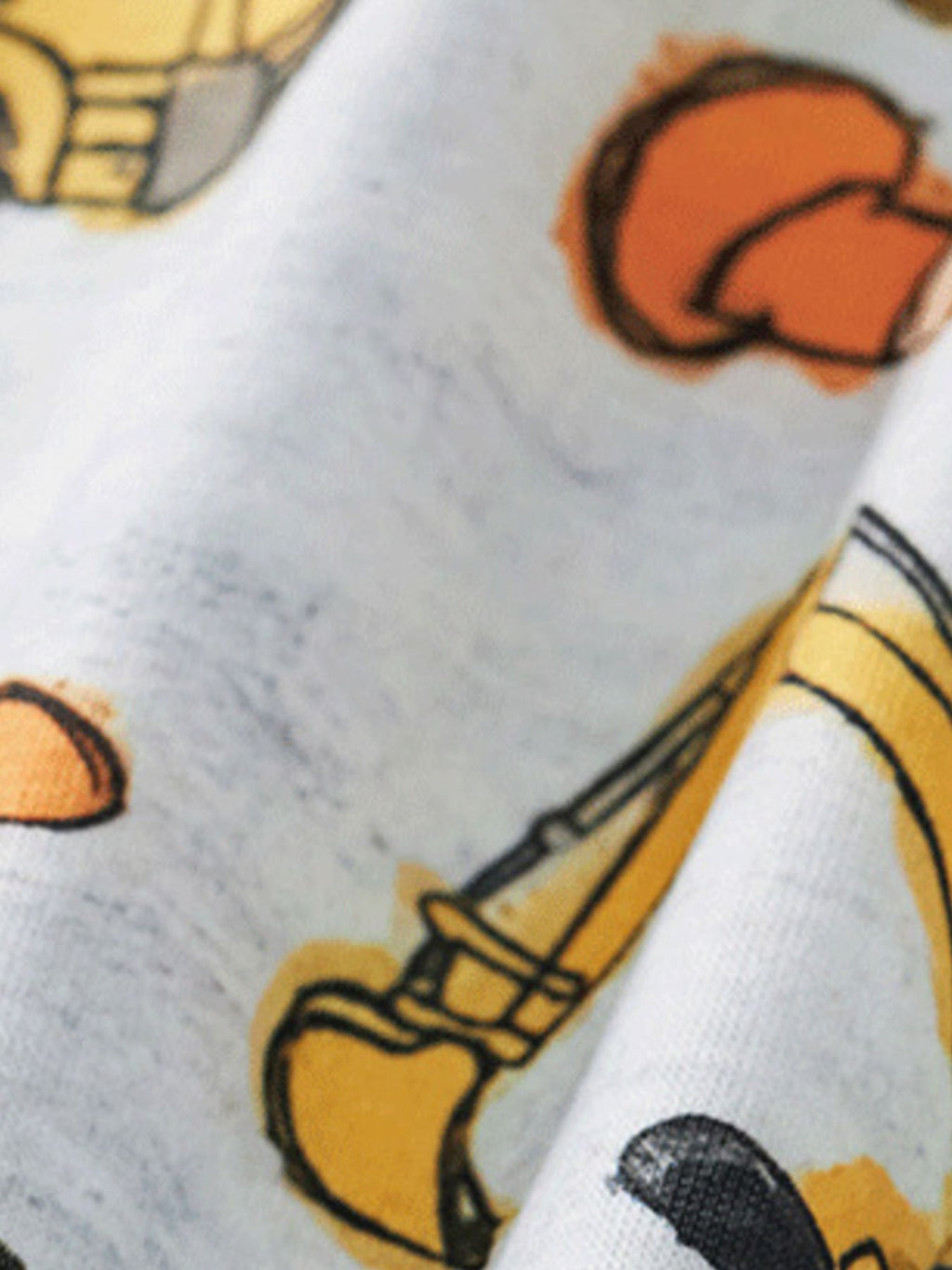 Children's Construction Vehicle Print Round Neck Tee and Shorts Set