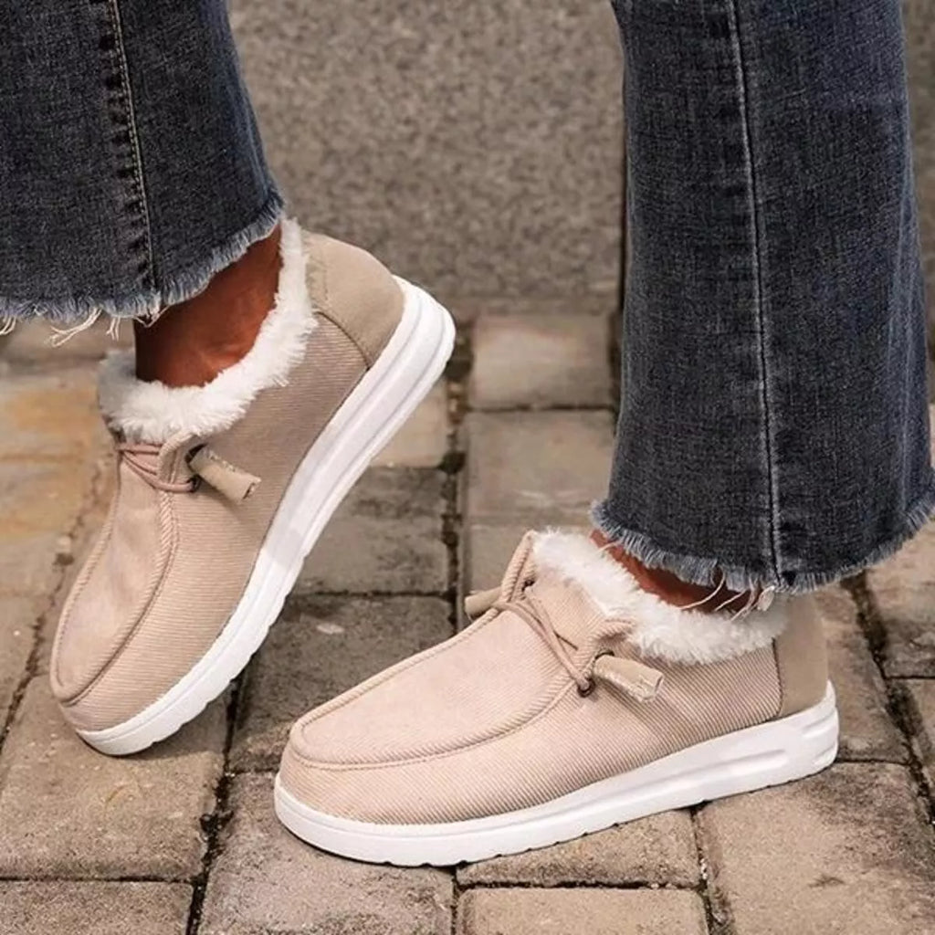 Fuzzy Lined Corduroy Slip-Ons