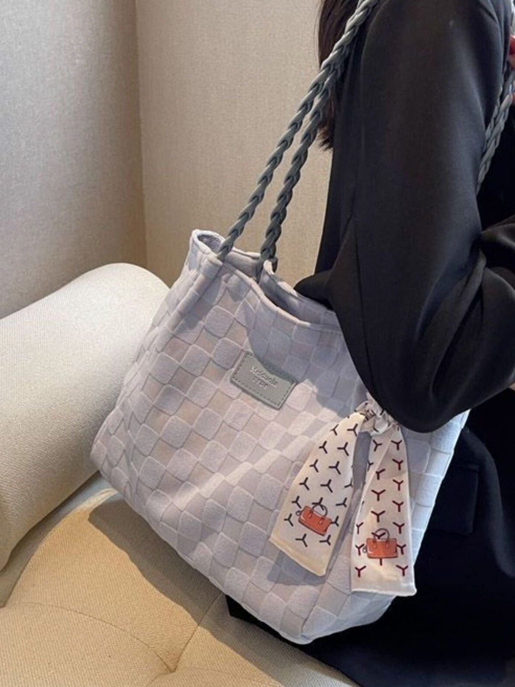 Lightweight Checkered Shoulder Bag
