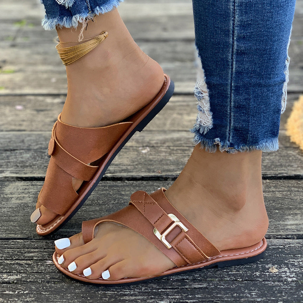 Toe Loop Buckle Decor Sandals