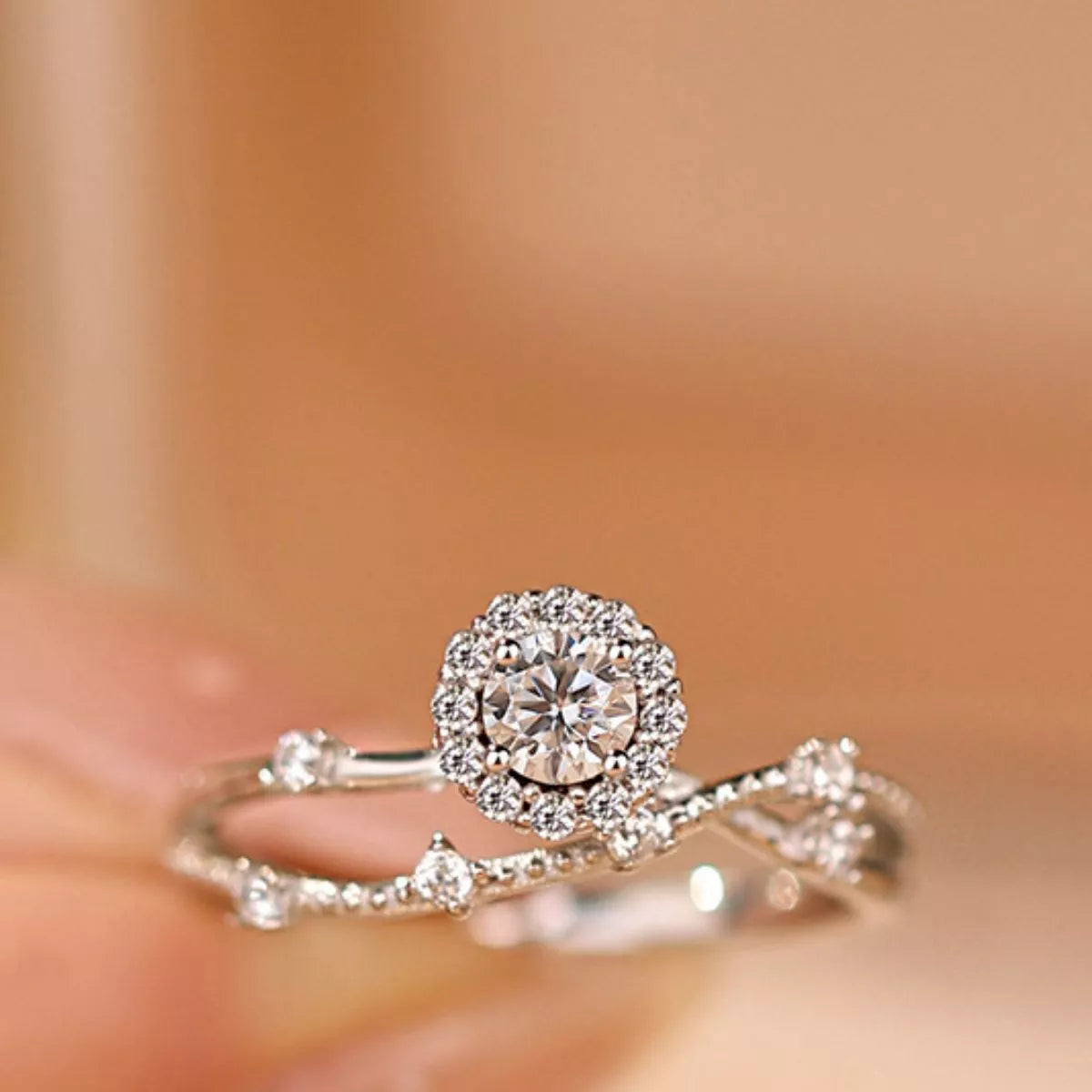 1 Carat 925 Sterling Silver Moissanite Layered Ring