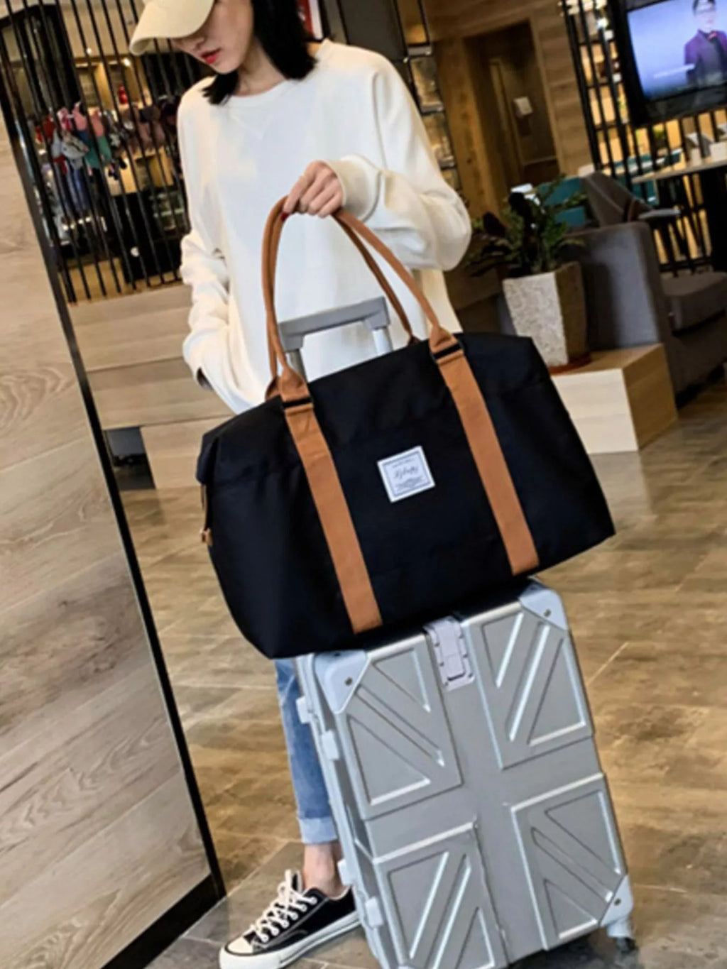 Contrast Straps Travel Bag