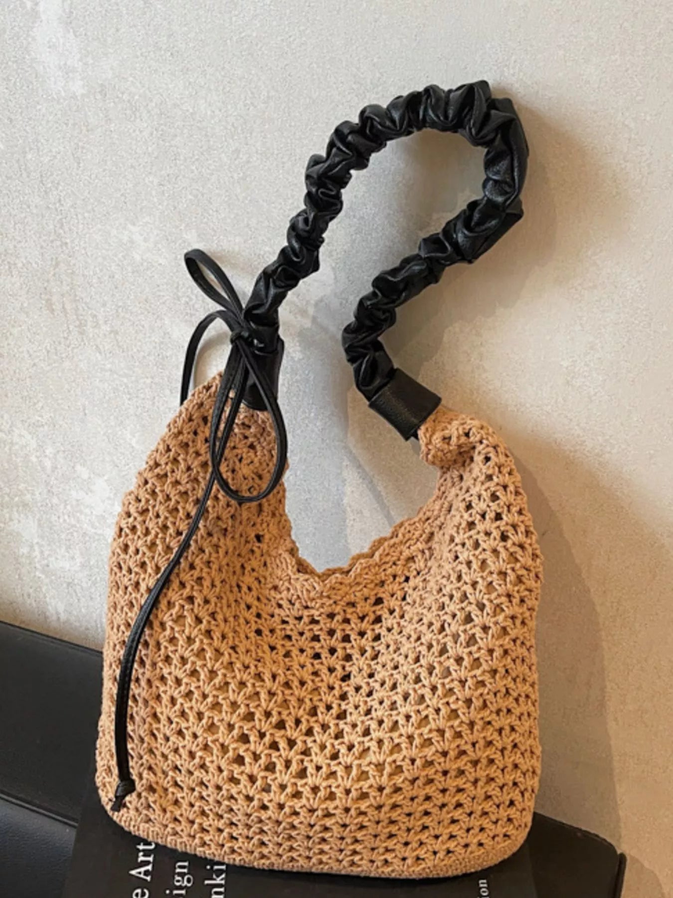 Crochet Shoulder Bag with Ruched Handle