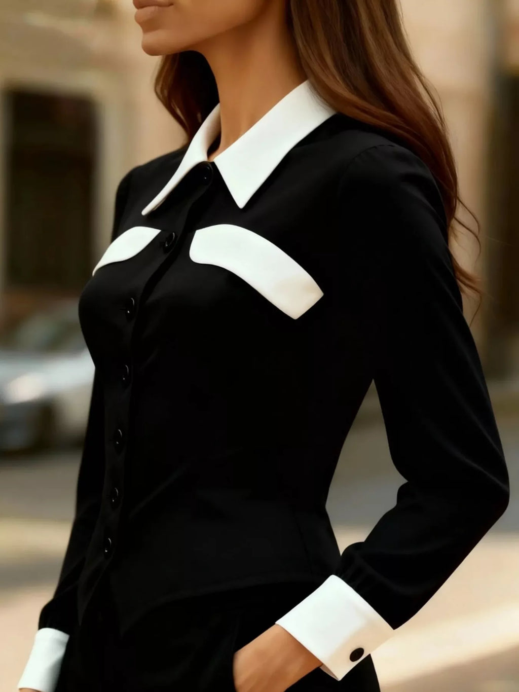 Contrast Button-Down Shirt