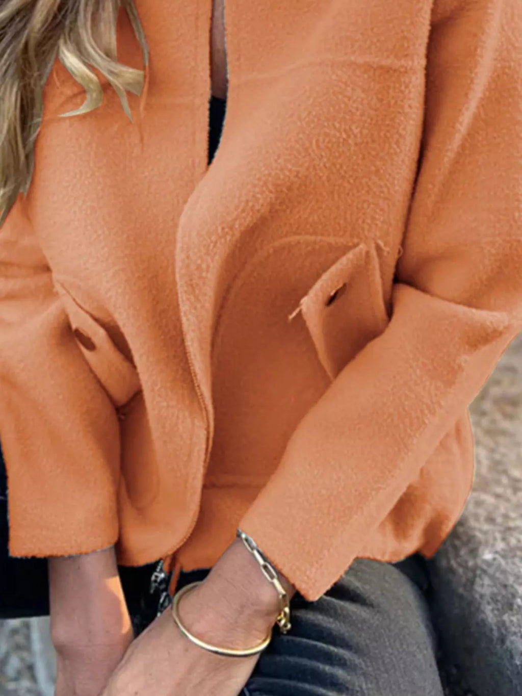 Full Size Textured Knit Zip Up Outerwear Plus Size
