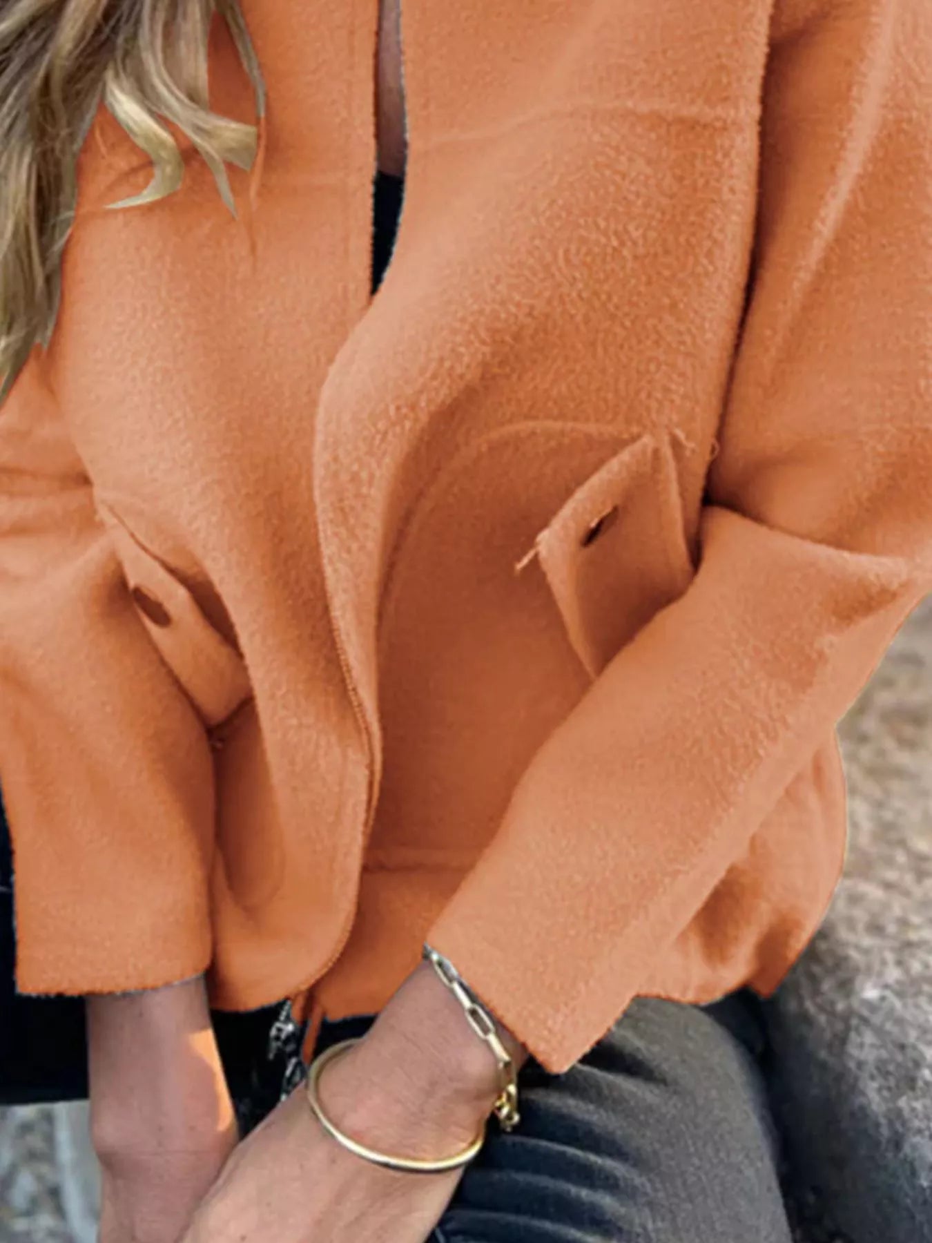 Full Size Textured Knit Zip Up Outerwear Plus Size