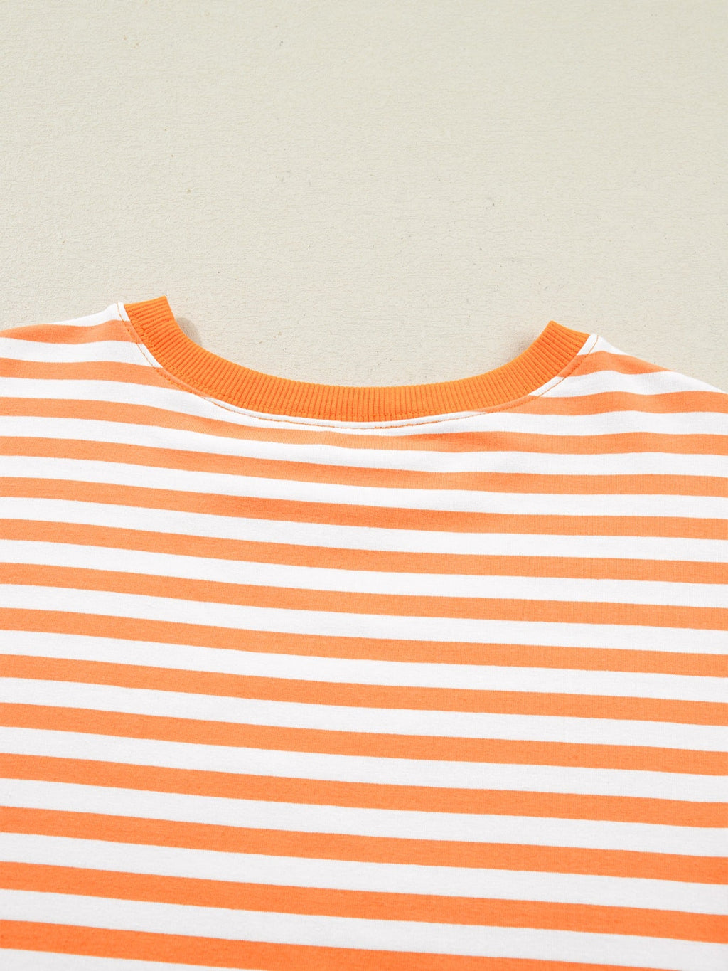 Stripe 3/4 Sleeve Exposed Seam Patchwork Pullover Top