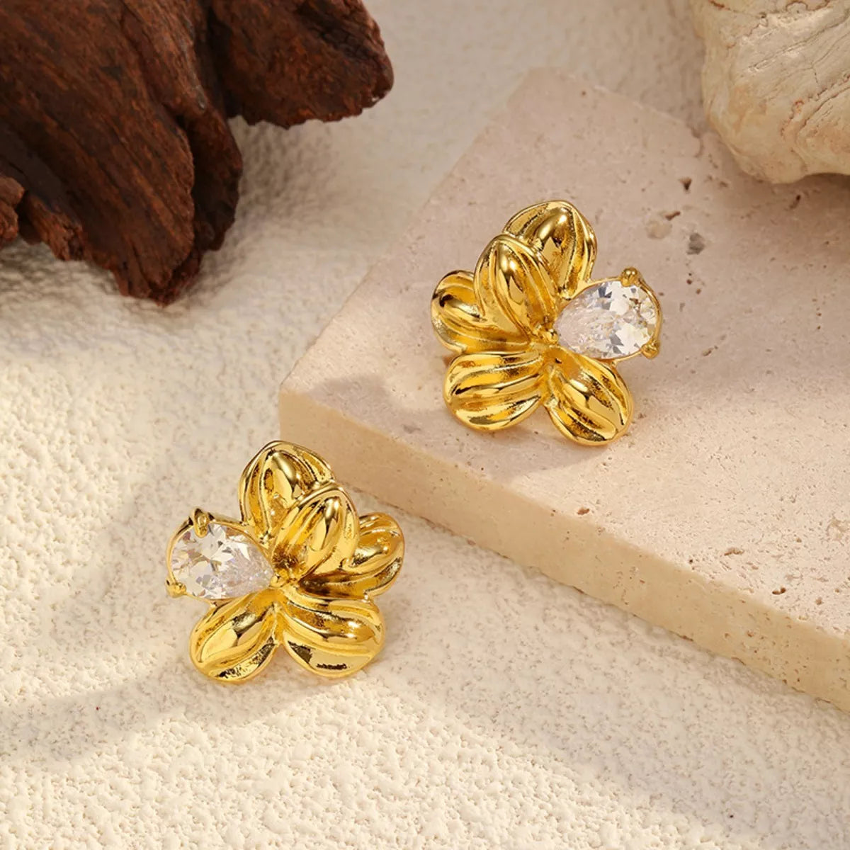 18K Gold-Plated Flower Stud Earrings