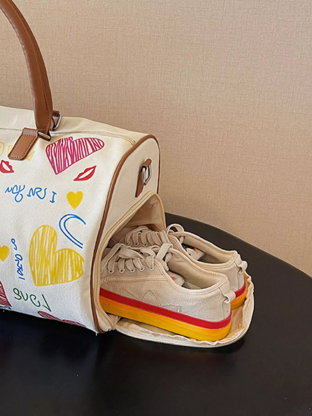 Printed Duffel Bag with Adjustable Strap