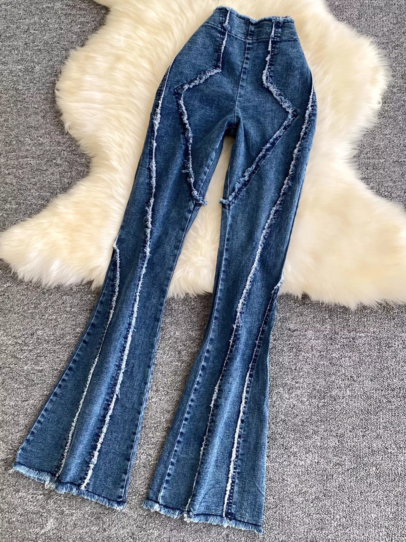 Raw Hem Denim Cami and Flare Jeans Set