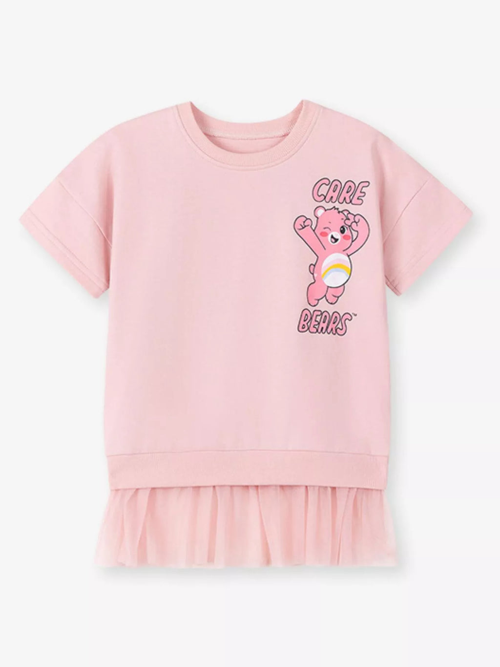 Children's Bear Graphic Short Sleeve Sweatshirt Dress