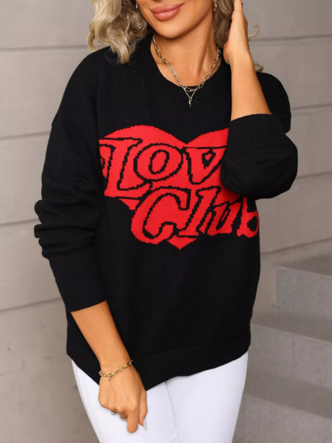 Valentine's Day Love Club Heart Graphic Sweater