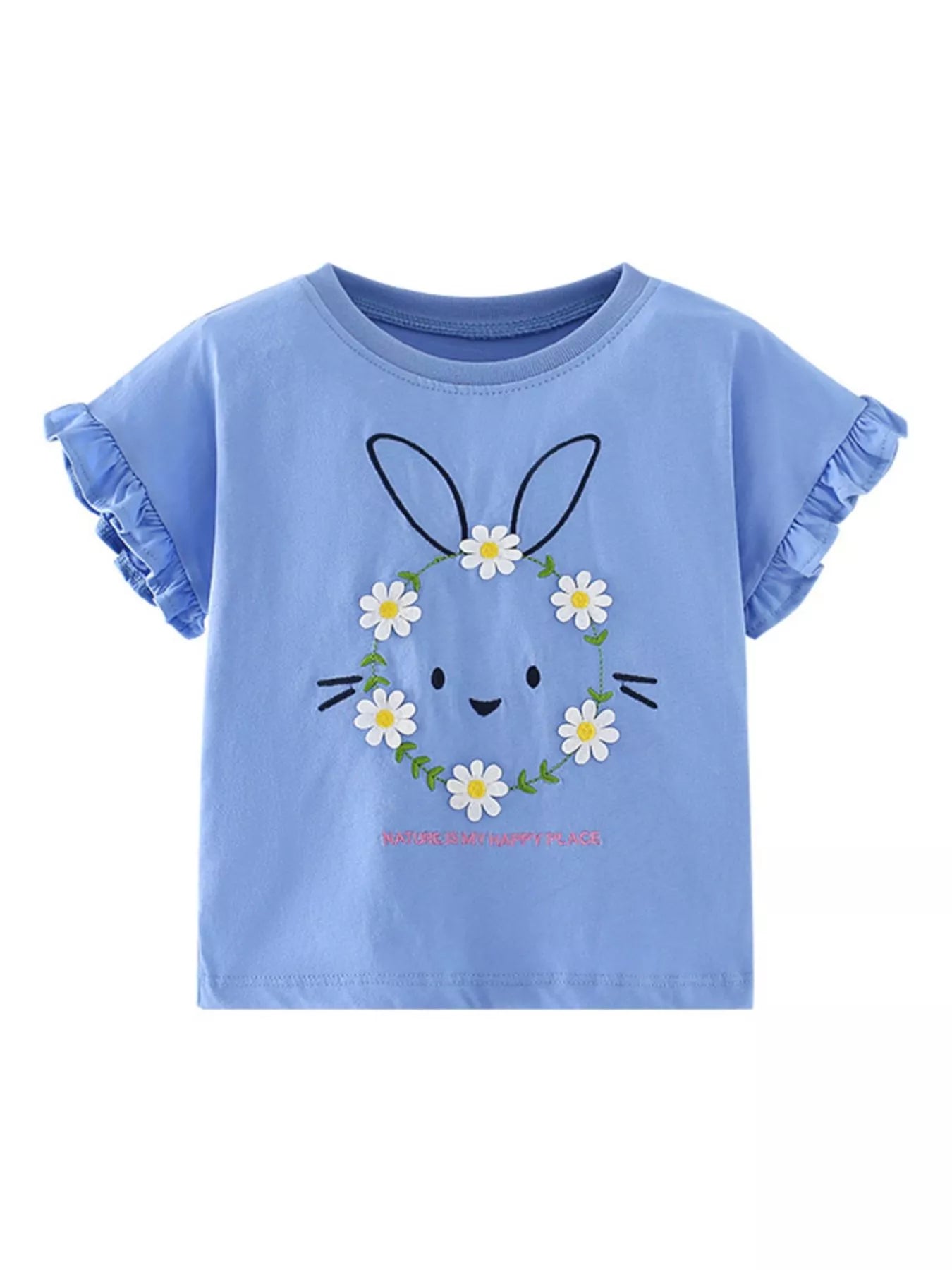 Children's Bunny & Daisy Graphic Ruffle Sleeve T-Shirt