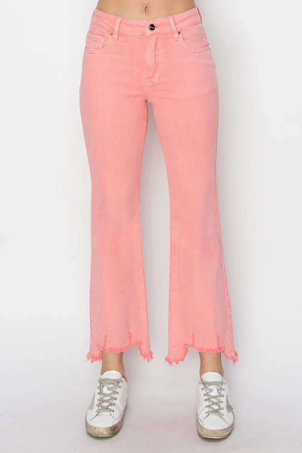 RISEN Raw Hem Bootcut Jeans with Pockets