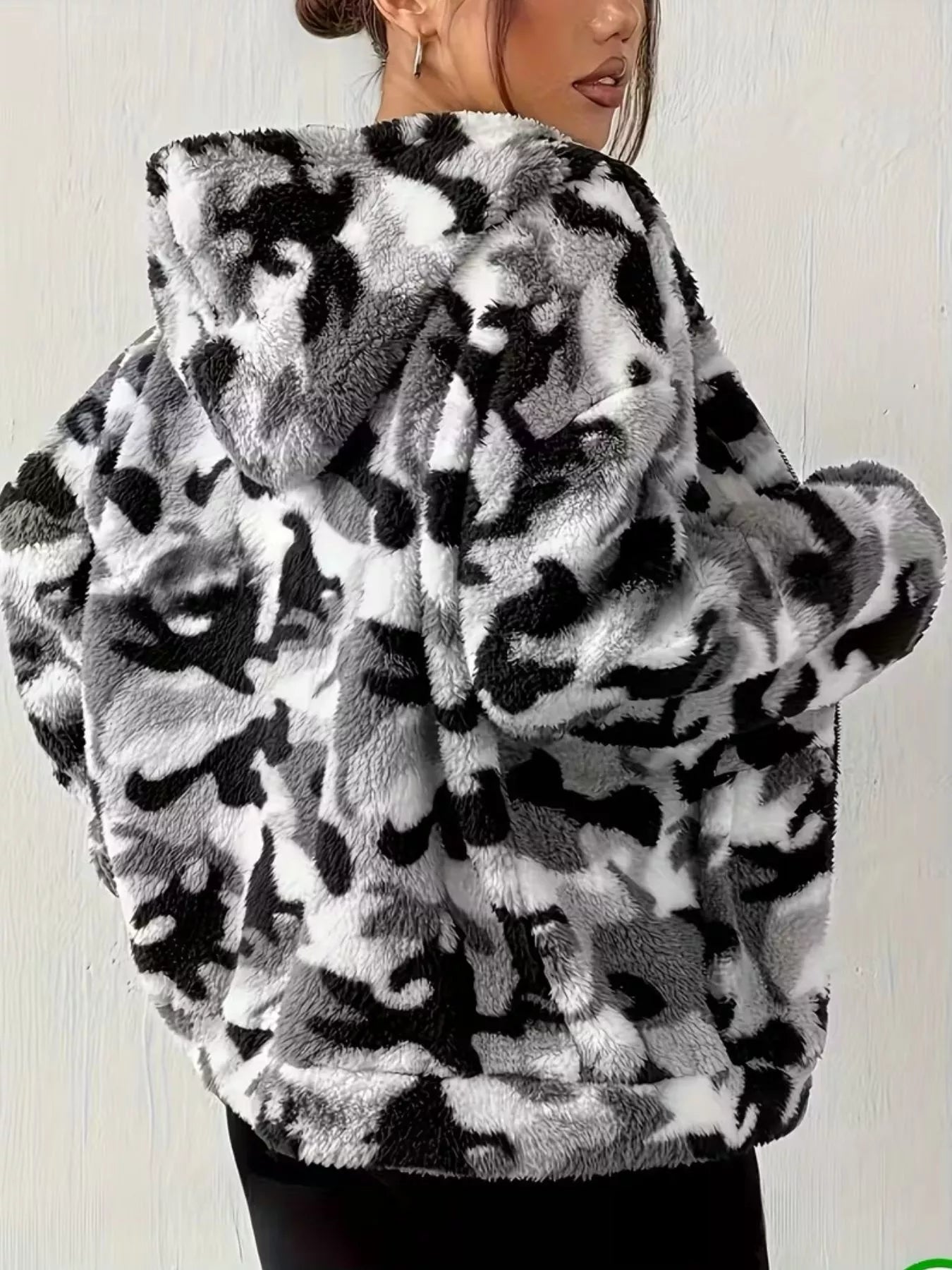 Fuzzy Camo Zip-Up Hoodie