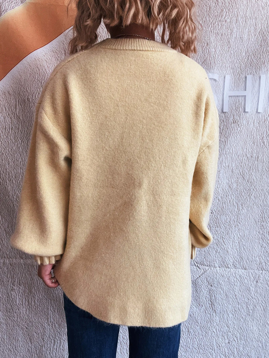 Round Neck Dropped Shoulder Sweater