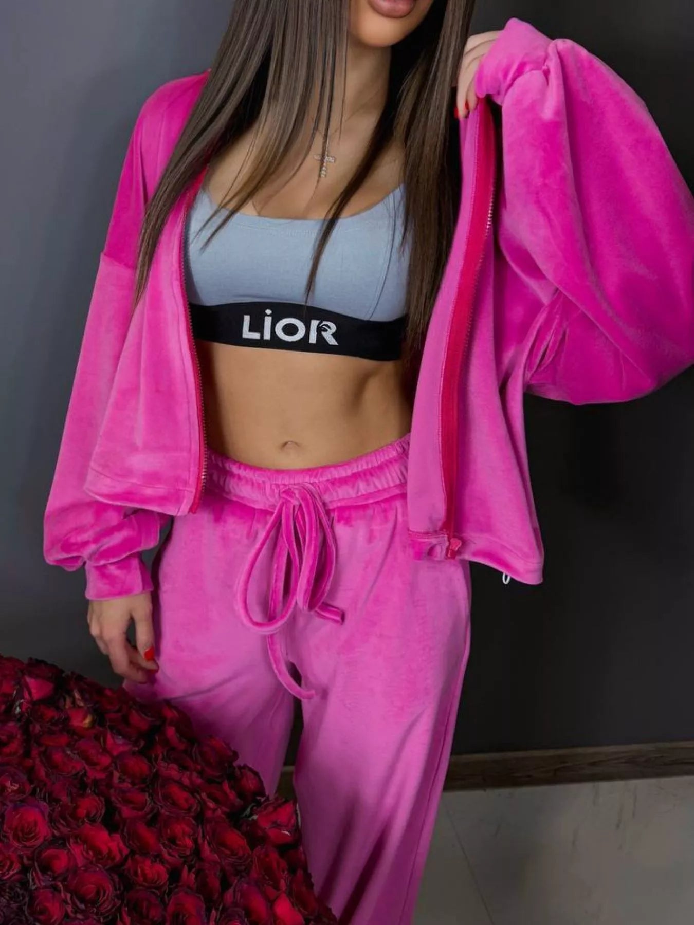 Zip Up Cropped Outerwear and Pants Set