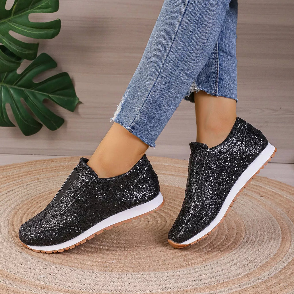 Round Toe Glitter Slip-Ons