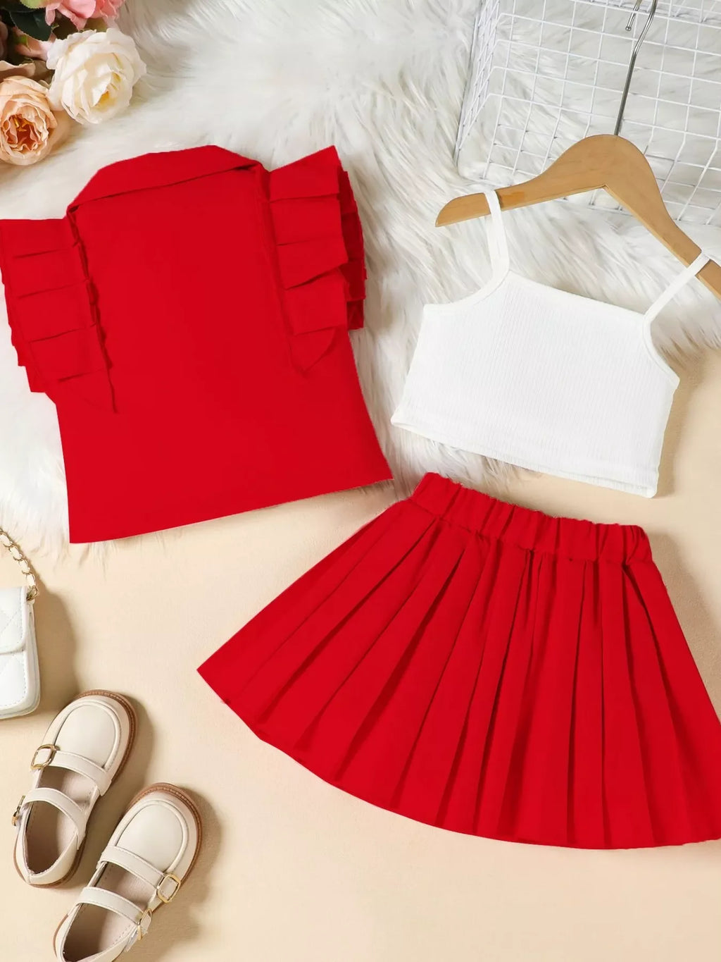 Children's Cami & Button Detail Top & Skirt Set