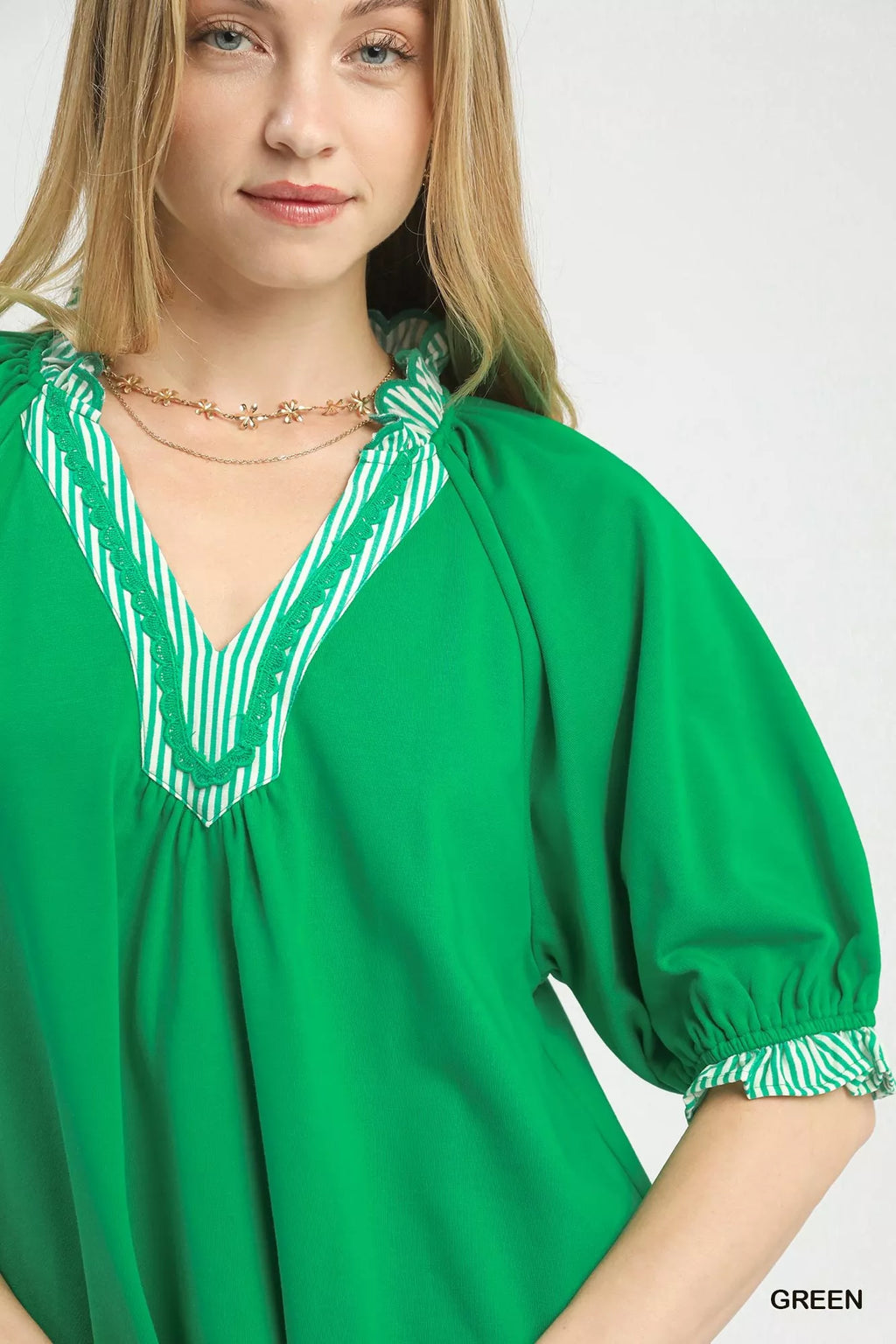 Umgee French Terry Collared Top