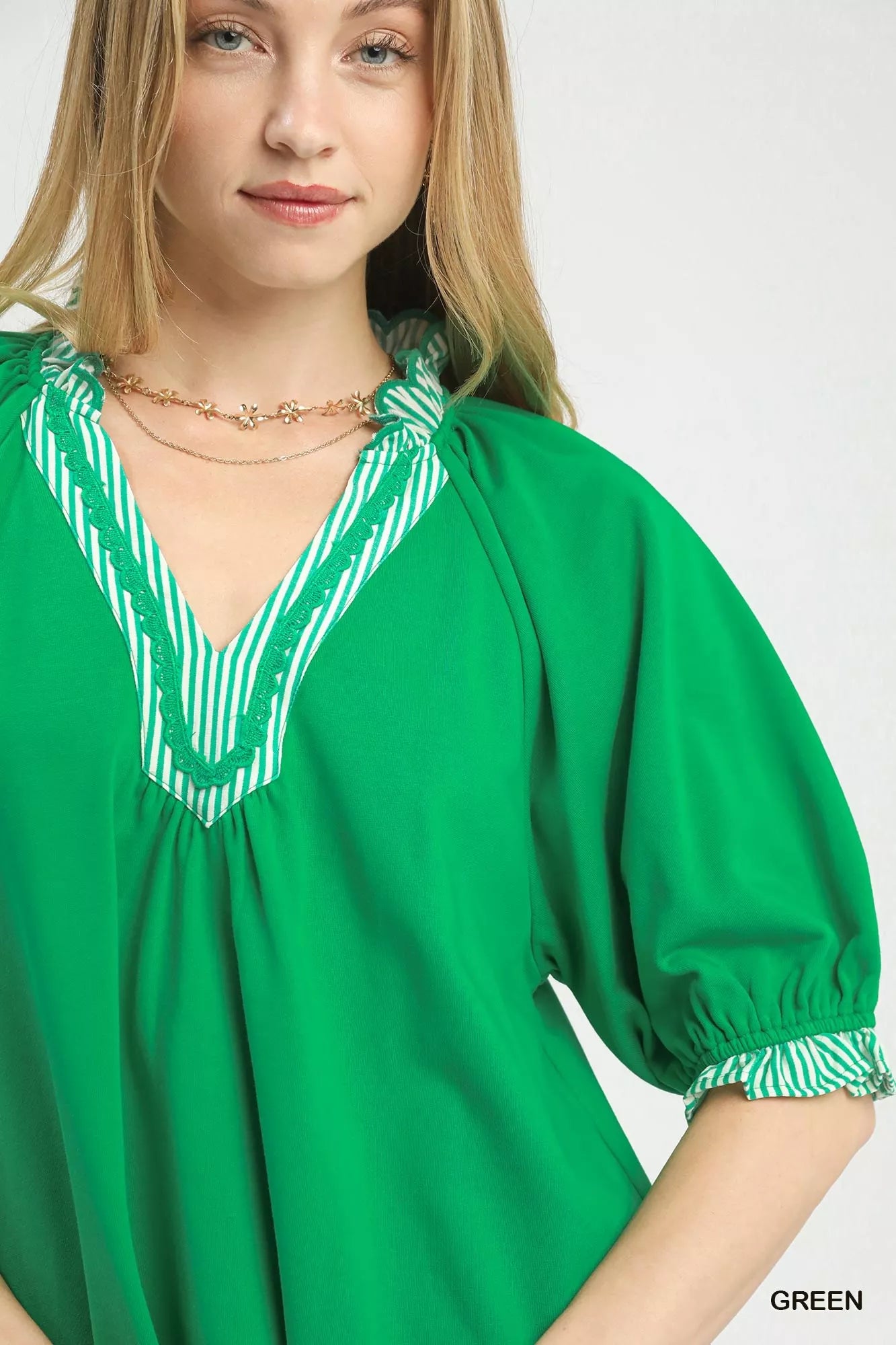 Umgee French Terry Collared Top